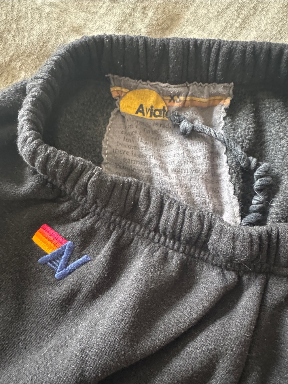 Aviator Nation Black Sweatpants with Rainbow Smiley Faces - Picture 3 of 3
